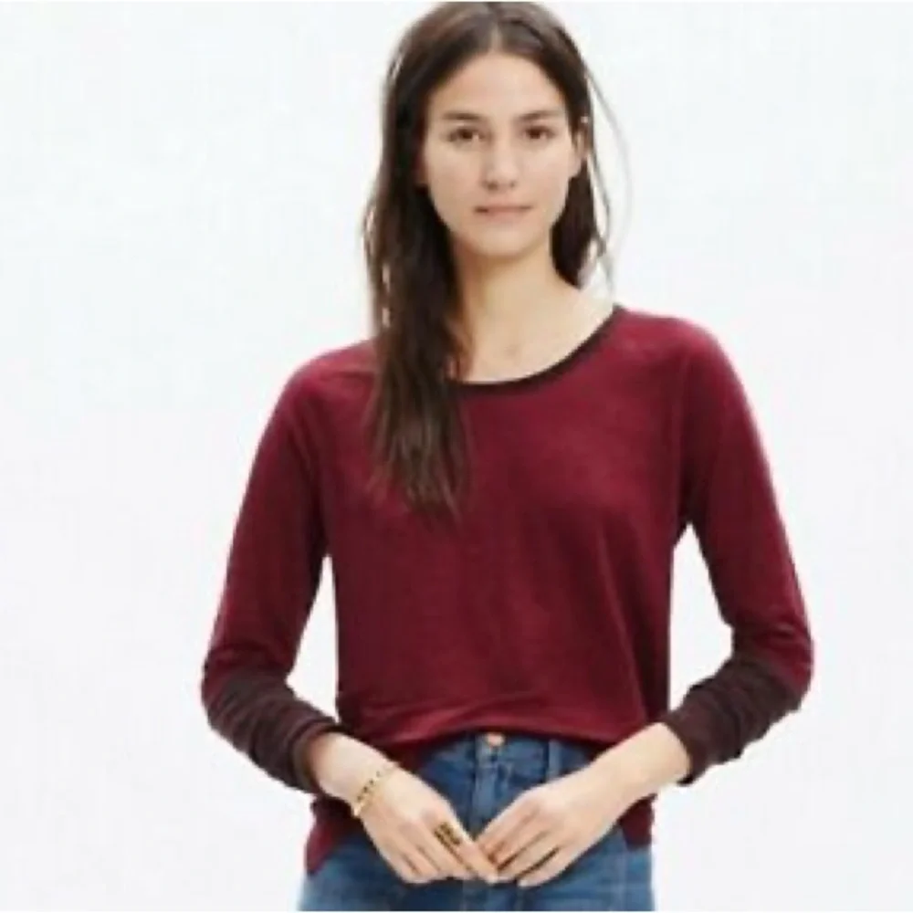 Madewell Long Sleeve Burgundy Ringer Tee